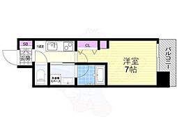 アーバネクス北堀江2 1Kの間取図画像