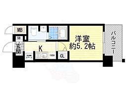エスリード南堀江リバーサイド 1Kの間取図画像