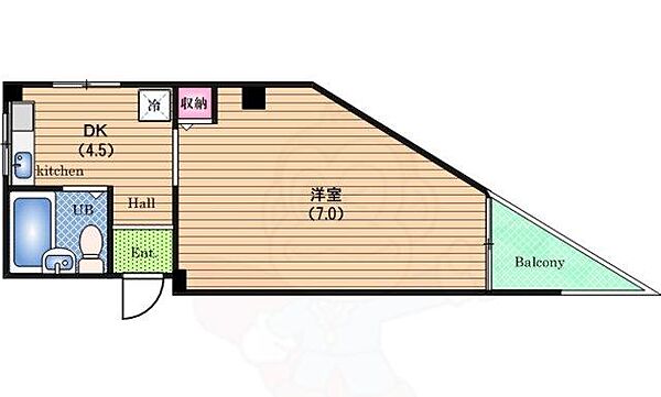 ユーハイツ京町堀 ｜大阪府大阪市西区京町堀３丁目(賃貸マンション1K・4階・22.23㎡)の写真 その2