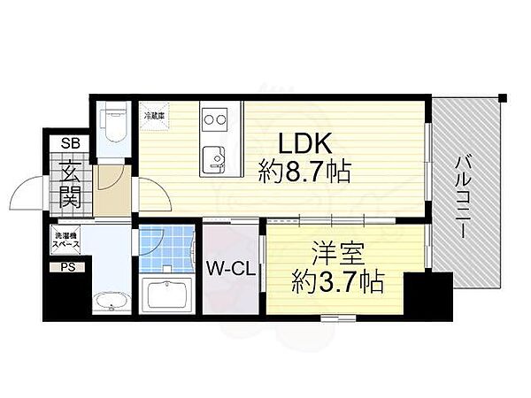 大阪府大阪市福島区鷺洲３丁目(賃貸マンション1LDK・12階・32.55㎡)の写真 その2