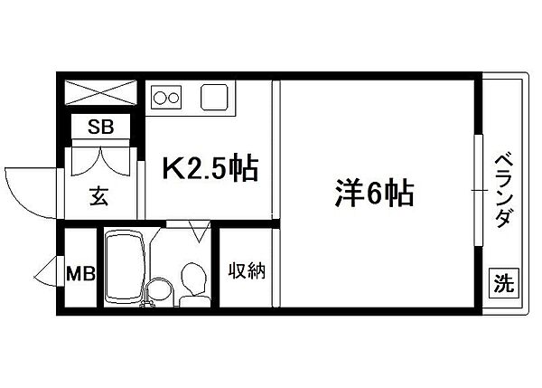 メゾン市川壱番館 309｜京都府京田辺市興戸若宮(賃貸マンション1K・3階・19.77㎡)の写真 その2