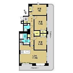 チサンマンション西岡弐番館ウエストコート 3LDKの間取図画像