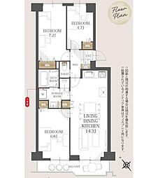 北31条パークマンション 3LDKの間取図画像