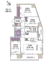 パシフィック南郷丘公園 3LDKの間取図画像