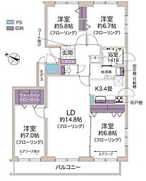 サーム東高前 4LDKの間取図画像