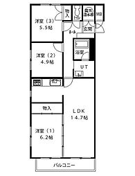 GSハイム中島公園 3LDKの間取図画像