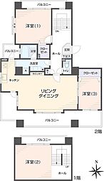 エクセルシオール円山 3LDKの間取図画像