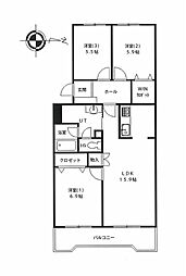 コープ野村澄川第2 3LDKの間取図画像