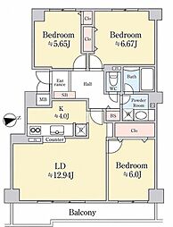 ロイヤルシャトー北40条 3LDKの間取図画像
