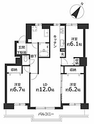 ラポール大通東 3LDKの間取図画像