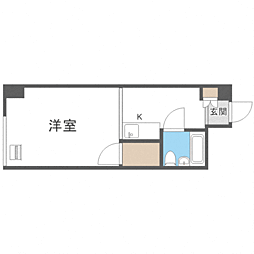 チサンマンション札幌第一 1Kの間取図画像