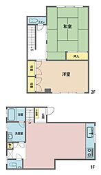 貸家京町1丁目1-38 1階2LDKの間取り