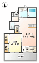 グランカーサ 1階1LDKの間取り