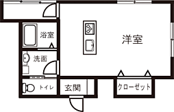 式部サンハイツII 2階ワンルームの間取り