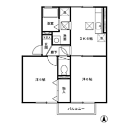 ゑびすパーク 2階2DKの間取り