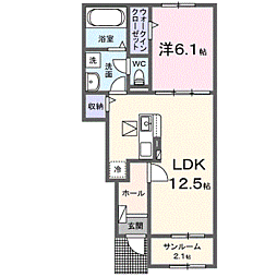 ラゾールド 103 1階1LDKの間取り
