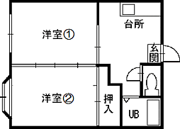 ル・シェール大三 2DKの間取図画像