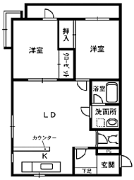 ハイツ北山 2LDKの間取図画像