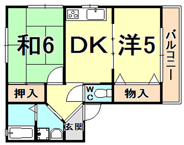 ＪＭＩコート 205｜兵庫県西宮市日野町(賃貸アパート2DK・2階・43.00㎡)の写真 その2