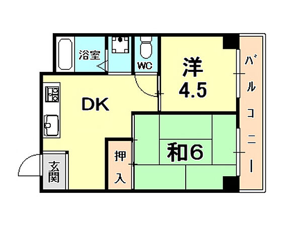 中尾ビル 303｜兵庫県西宮市室川町(賃貸マンション2DK・3階・36.40㎡)の写真 その2