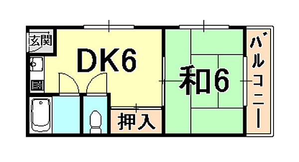 香風マンション 303｜兵庫県西宮市松山町(賃貸マンション1DK・3階・25.92㎡)の写真 その2