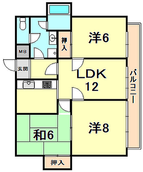 ラ・フォーレ夙川 302｜兵庫県西宮市大井手町(賃貸マンション3LDK・3階・79.39㎡)の写真 その2