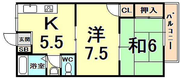 メゾンド広田 202｜兵庫県西宮市柳本町(賃貸アパート2K・2階・38.70㎡)の写真 その2