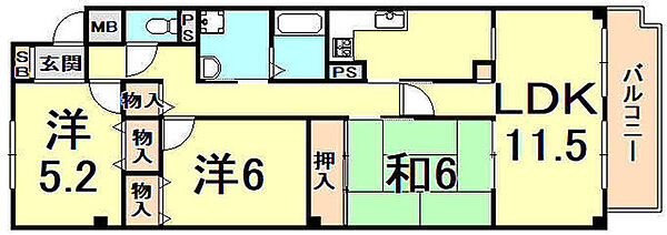 ＦｉｇＴｒｅｅ2号館 401｜兵庫県西宮市薬師町(賃貸マンション3LDK・4階・77.00㎡)の写真 その2