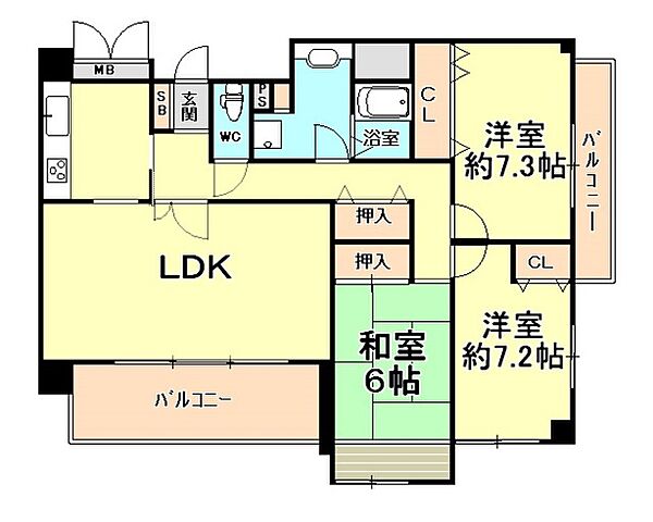 芦屋ガーデン 402｜兵庫県芦屋市親王塚町(賃貸マンション3LDK・4階・95.65㎡)の写真 その2