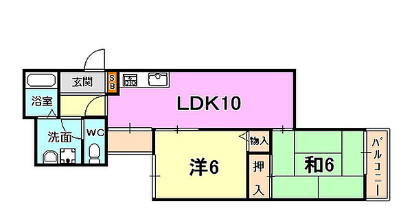 シティライフ西宮 202｜兵庫県西宮市北昭和町(賃貸マンション2LDK・2階・49.00㎡)の写真 その2