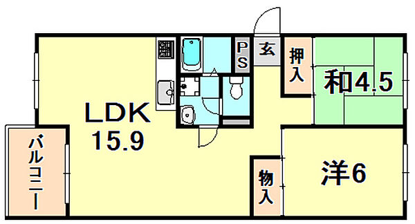 芦屋浜高層　若葉 1-1924｜兵庫県芦屋市若葉町(賃貸マンション2LDK・19階・57.76㎡)の写真 その2