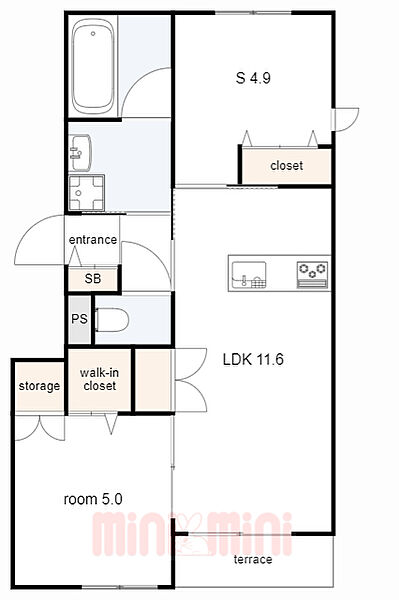 フォレスト西宮北口 103｜兵庫県西宮市南昭和町(賃貸マンション1SLDK・1階・53.42㎡)の写真 その2