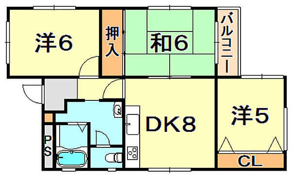 ＮＡＮＡＭＩＡＬ北青木 1F｜兵庫県神戸市東灘区北青木３丁目(賃貸マンション3DK・1階・55.00㎡)の写真 その2