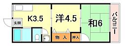 シティハイムウィステリア 2Kの間取図画像