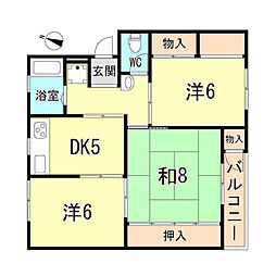 渦森団地18号館 3DKの間取図画像