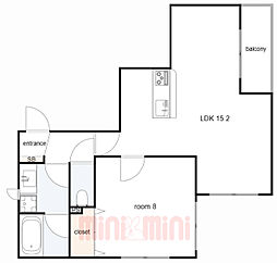 villa　le　Euphoria KITANO 3階1LDKの間取り