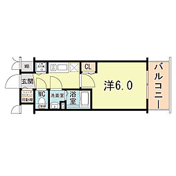 JR東海道・山陽本線 塚本駅 徒歩1分の賃貸マンション 2階1Kの間取り