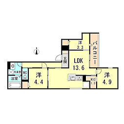 マンション　ＲＩＫＯ塚口 2階3LDKの間取り