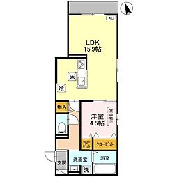 上甲子園廣和レジデンス 1LDKの間取図画像