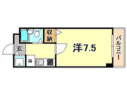 ラウムズ東園田 3階ワンルームの間取り