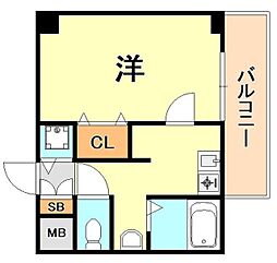 阪急神戸本線 春日野道駅 徒歩5分の賃貸マンション 2階1Kの間取り