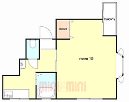 セゼーレ戸崎 3階1DKの間取り