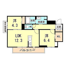 シャーメゾンレオ 2LDKの間取図画像