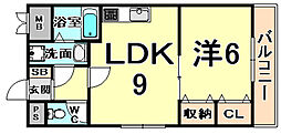 アリアンナ武庫之荘 1LDKの間取図画像