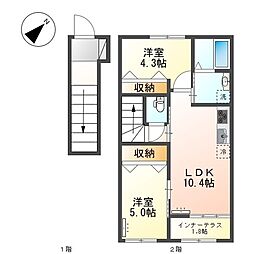 Maison YURI 2階2LDKの間取り