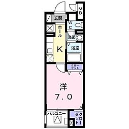 ＣＯＣＯＬＡＵＬＥＡ 5階1Kの間取り
