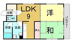 ハウゼ七松 5階2LDKの間取り