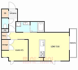 LA VITA摂津本山 1LDKの間取図画像
