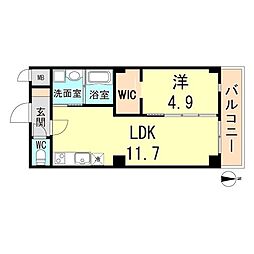 ダイワール立花 1LDKの間取図画像
