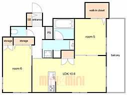 (仮称)灘区篠原中町2丁目ヘーベルメゾン 2LDKの間取図画像